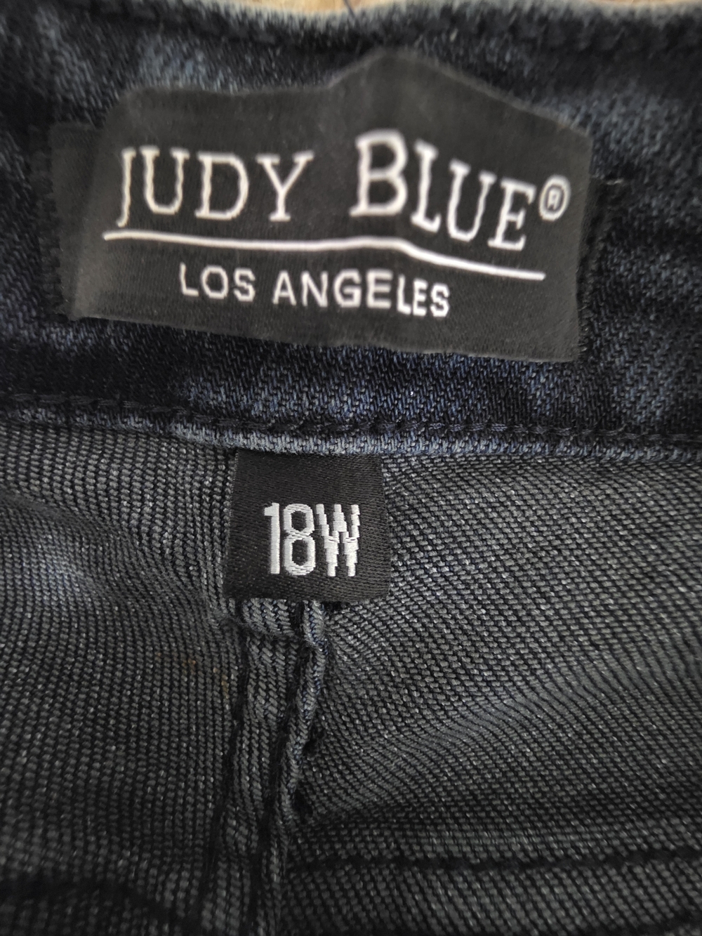 Judy Blue Jeans Women 18W Dark Wash High Waist Straight Fit Raw Hem Button Fly - Picture 7 of 16
